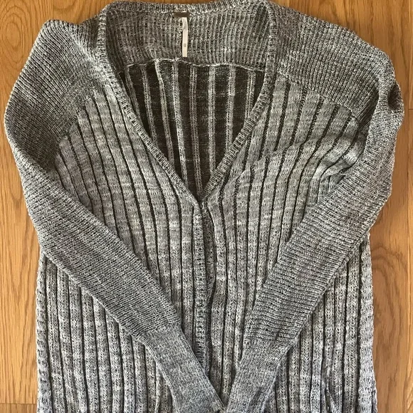 Free People Black/White Striped Duster Ribbed Sweater, Size Extra Small XS - Picture 4 of 5